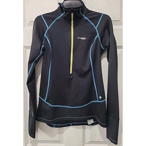 Columbia Half Zip Omni-wick Titanium Fitted Running Cycling Shirt Black Sz S - Picture 1 of 9